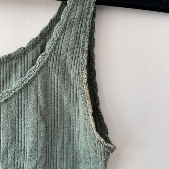 Prince  Fox 3 Button, Lettuce Edge,  Ribbed Tank Top - Picture 6 of 7